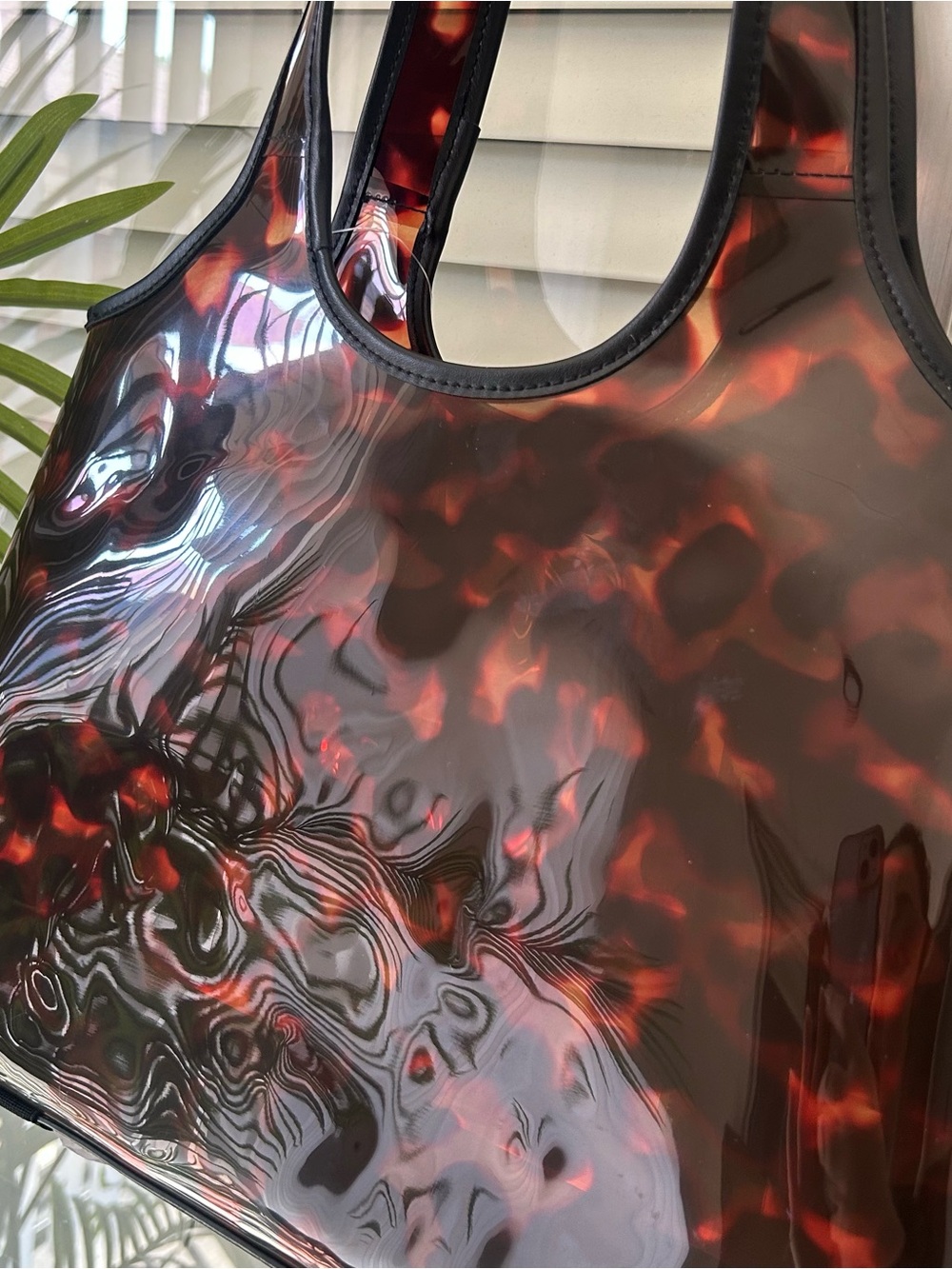 NEW Shade & Shore Tortoise Print Jelly Beach Tote Bag - Picture 5 of 7